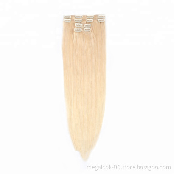 40 Inch Virgin Double Drawn Seamless Human Blonde Clip In Brazilian Human Hair Extension